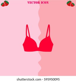 Bra vector  icon. Strawberry Background.