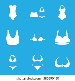 bra vector icons. Set of 9 bra filled icons such as bikini