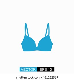 Bra vector. Isolated blue icon on white background.