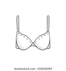 Icono de esbozo vectorial Bra aislado en el fondo. Icono de Bra dibujado a mano. Icono de esbozo de Bra para infografía, sitio web o aplicación.