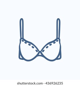 Icono de esbozo vectorial Bra aislado en el fondo. Icono de Bra dibujado a mano. Icono de esbozo de Bra para infografía, sitio web o aplicación.
