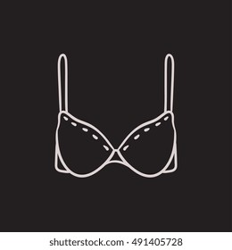 Bra vector sketch icon isolated on background. Hand drawn Bra icon. Bra sketch icon for infographic, website or app.