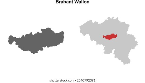 Conjunto de mapas em branco da província de Brabant Wallon