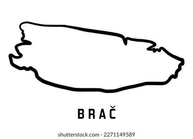 Brac island map in Croatia. Simple outline. Vector hand drawn simplified style map.