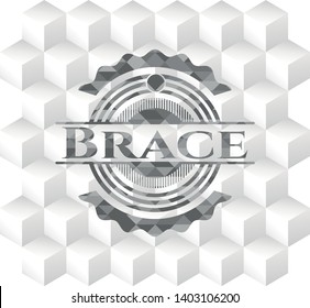 Brace grey emblem with cube white background