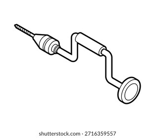 Brace Hand drill isolated. Old Hand Tool
