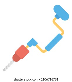 
A brace with handle and drill, ratchet brace flat icon
