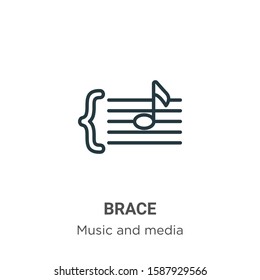 Brace outline vector icon. Thin line black brace icon, flat vector simple element illustration from editable music and media concept isolated on white background