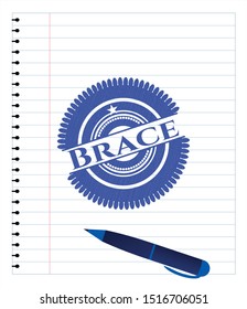 Brace pen effect. Blue ink. Vector Illustration. Detailed.