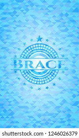 Brace realistic sky blue mosaic emblem