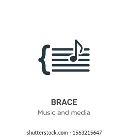 Brace vector icon on white background. Flat vector brace icon symbol sign from modern music and media collection for mobile concept and web apps design.