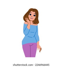 brace woman vector. young female, dental smile, dentist dentistry, happy beautiful, healthy teeth brace woman character. people flat cartoon illustration