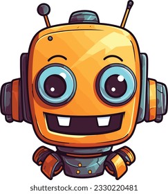 Brace yourself for the zaniest orange robot head vector you've ever seen! With its hilarious facial features and amusing expressions, this funny robot is bound to tickle your funny bone.