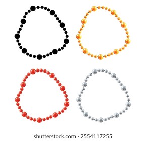 Bracelet with Beads Different Colors Set. Jewelry and wearable precious items vector art