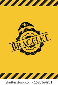 Bracelet black grunge emblem with yellow background. Vector Illustration. Detailed.