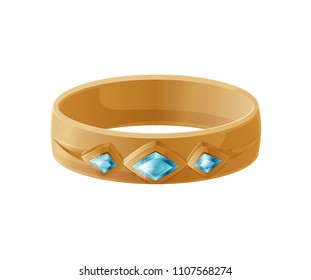 Bracelet with blue gemstones on centerpiece, accessory for women luxury expensive thing to be fashionable, isolated on vector illustration, flat style