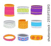 bracelet churi indian set cartoon. bangle traditional, modern diamond, gemstone beaded bracelet churi indian sign. isolated symbol vector illustration