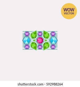 Bracelet with colorful gems vector icon