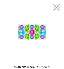 Bracelet with colorful gems vector icon