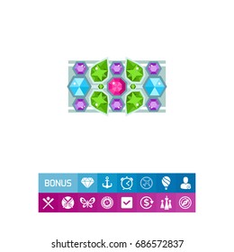 Bracelet with colorful gems vector icon