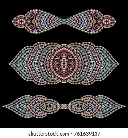 Bracelet ethnic design. Geometric colorful traditional pattern. Vector print with decorative elements   for embroidery, for women's clothing.