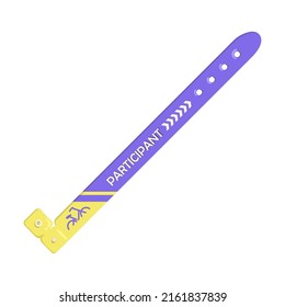 Bracelet for event or concert entrance vector illustration. Colorful plastic wristbands for hand, party, festival or hotel admission isolated on white