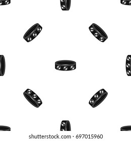 Bracelet with gems pattern repeat seamless in black color for any design. Vector geometric illustration
