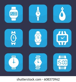 Bracelet icon. set of 9 filled bracelet icons such as wrist watch, earring