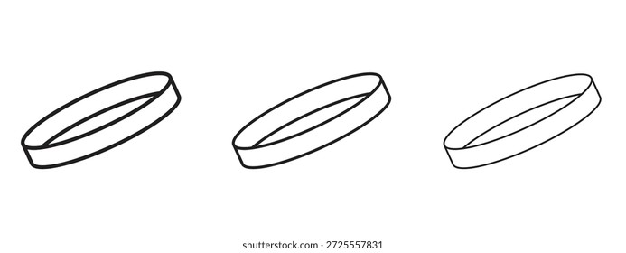 Símbolo de línea delgada del icono de la pulsera en el fondo blanco, Ilustración vectorial editable del movimiento