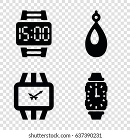 Bracelet icons set. set of 4 bracelet filled icons such as earring, wrist watch