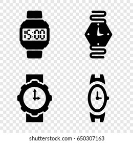 Bracelet icons set. set of 4 bracelet filled icons such as wrist watch, wrist watch for woman