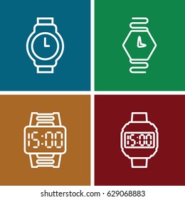 Bracelet icons set. set of 4 bracelet outline icons such as wrist watch