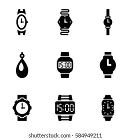 bracelet icons set. Set of 9 bracelet filled icons such as wrist watch, earring, wrist watch for woman