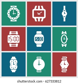 Bracelet icons set. set of 9 bracelet filled icons such as wrist watch, wrist watch for woman