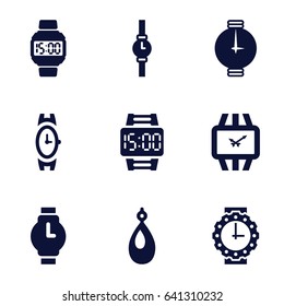 Bracelet icons set. set of 9 bracelet filled icons such as wrist watch, earring, wrist watch for woman