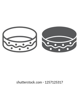 Bracelet line and glyph icon, jewellery and accessory, bangle sign, vector graphics, a linear pattern on a white background.