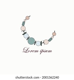 A bracelet made of stones and beads for the logo of a jewelry store. An emblem for handicraft products. Vector image of a bracelet for icons, stickers, tags