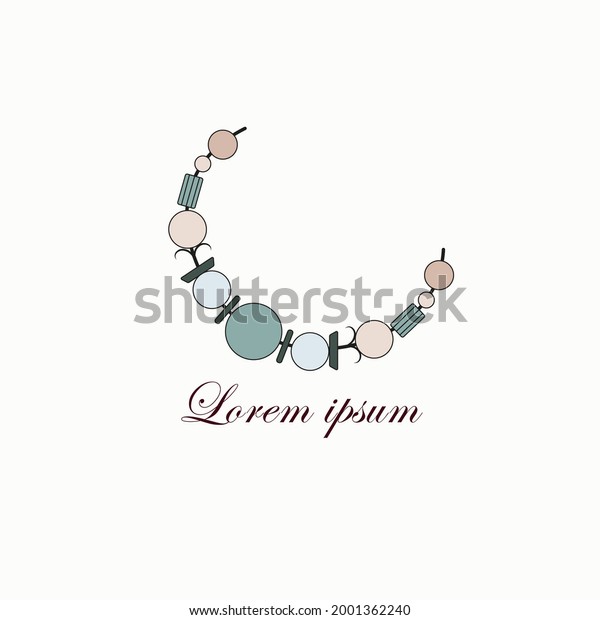A bracelet made of stones and beads\
for the logo of a jewelry store. An emblem for handicraft products.\
Vector image of a bracelet for icons, stickers,\
tags