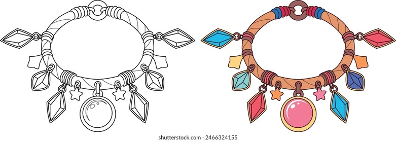 
Bracelet outline hand drawn coloring page