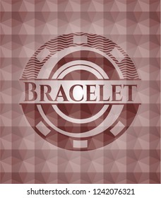 Bracelet red seamless emblem or badge with abstract geometric pattern background.