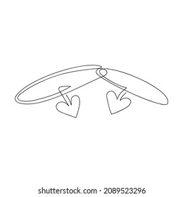 Bracelets for couple drawn by one line. Sketch. Continuous line drawing decorations. For valentine's day, wedding. Simple holiday vector illustration.