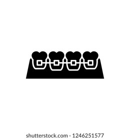 Braces black icon, vector sign on isolated background. Braces concept symbol, illustration 