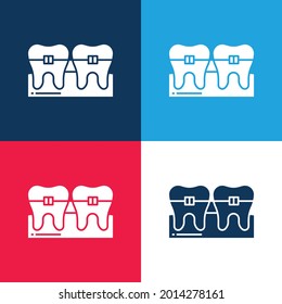 Braces blue and red four color minimal icon set
