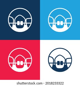 Braces blue and red four color minimal icon set