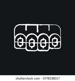 Braces chalk icon. Dental services and therapy. Vector isolated black illustration.