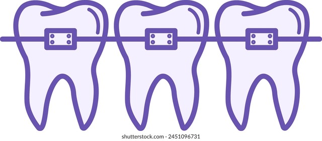 Icono de colores de llaves. Icono de Vector de los tirantes para el enderezamiento de los dientes. Atención y tratamiento odontológico. Concepto de Medicina y Odontología