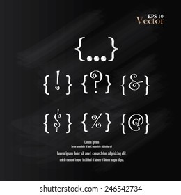 Braces or curly brackets icon vector on chalkboard,set of curly bracket.vector illustrator 