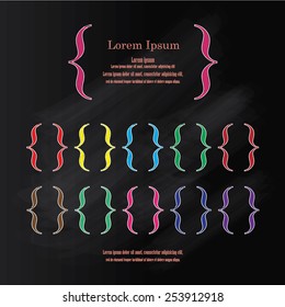 Braces or curly brackets icon vector on chalkboard,set of curly bracket.vector illustrator 