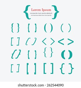 Braces or curly brackets icon vector with alphabet,set of curly bracket.vector illustrator