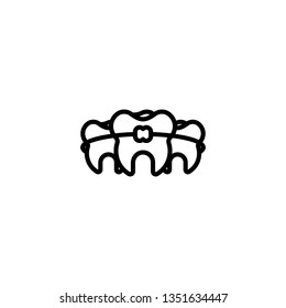 braces, dental, orthodontic, teeth, treatment, medication, therapy icon in braces, dental, orthodontic, medication, treatment, theraphy, teeth icon in black outline style, vector outline style, vector